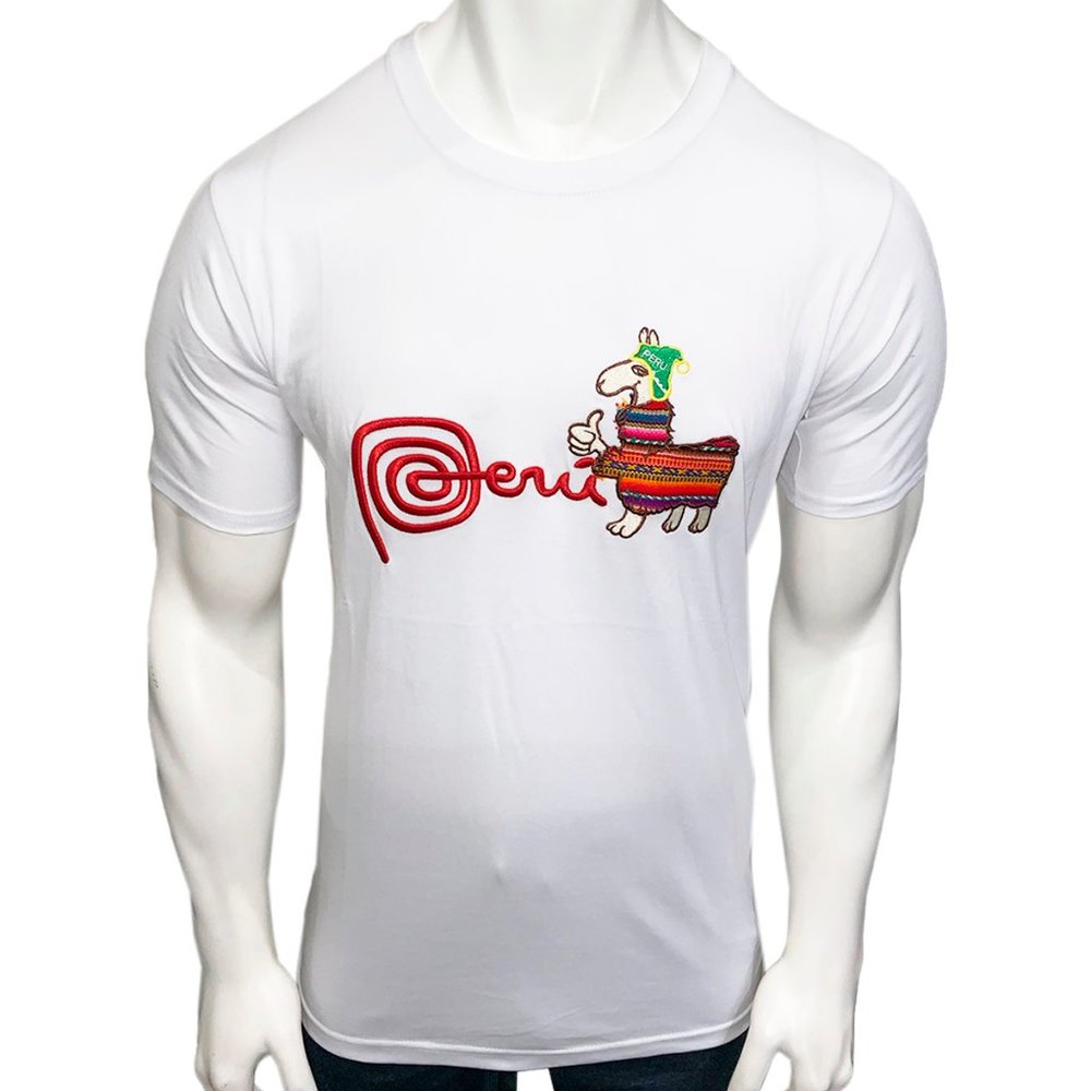 NWT PERU LLAMA ALPACA PERUVIAN PATRIOTIC EMBROIDERY MEN'S SHORT SLEEVE T-SHIRT M